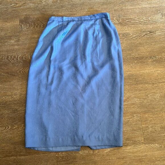 Adrianna Papell blue silk midi skirt 10 - Picture 1 of 7